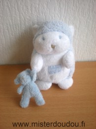 Doudou Hérisson Tartine et chocolat Blanc bleu doudou bleu 