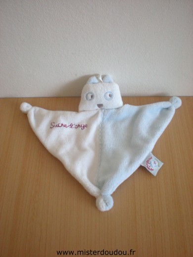 Doudou Hibou Sucre d orge Blanc bleu 