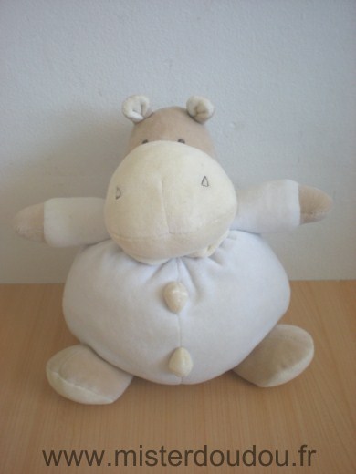 Doudou Hippopotame Baby sun Bleu jaune 