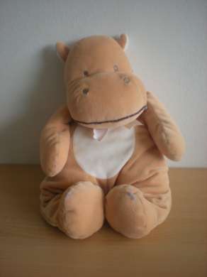 Doudou Hippopotame Bengy Beige blanc 