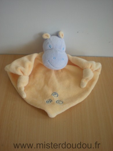 Doudou Hippopotame Jollybaby Jaune mauve 3 spirales 