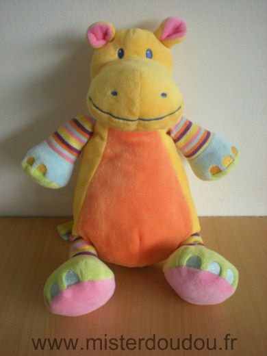 Doudou Hippopotame Nicotoy Jaune orange 