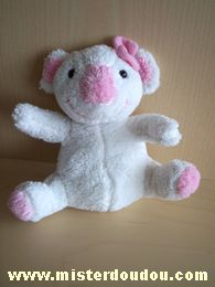 Doudou Koala Bébisol Blanc rose noeud rose 