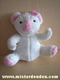 Doudou Koala Bébisol Blanc rose noeud rose 