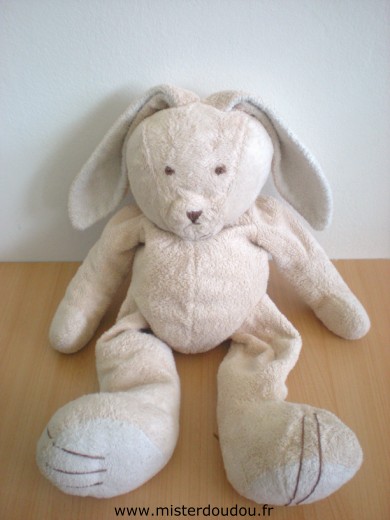 Doudou Lapin 0 Beige Rembourage écrasé, fil de la patte décousu