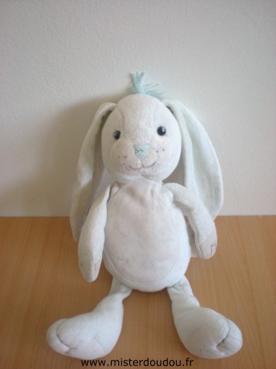 Doudou Lapin 0 Bleu clair, tissus à motifs lapins sur le ventre Doudou d'occasion  usé
le proposons pour dépanner