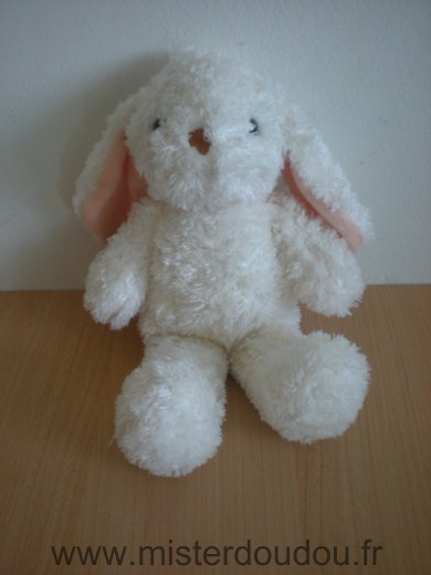 Doudou Lapin 0 Ecru interrieur des oreilles roses 