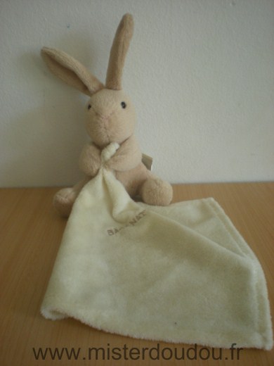 Doudou Lapin Baby nat Beige mouchoir ecru 