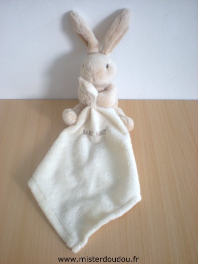 Doudou Lapin Baby nat Beige mouchoir écru 