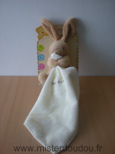 Doudou Lapin Baby nat Beige mouchoir écru 