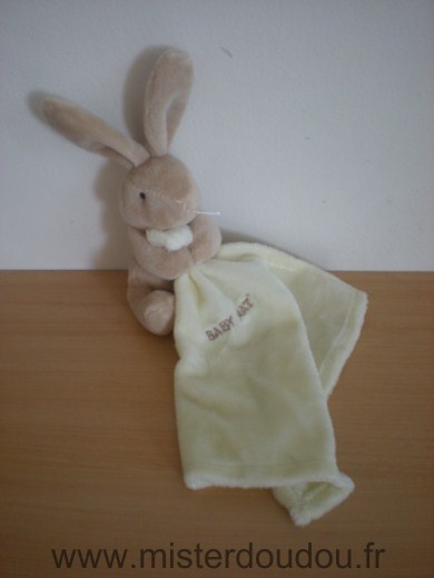 Doudou Lapin Baby nat Beige mouchoir écru 