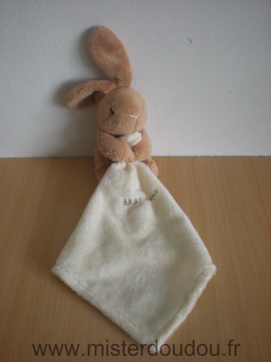 Doudou Lapin Baby nat Beige mouchoir écru baby nat 