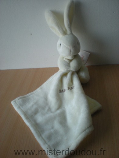 Doudou Lapin Baby nat Ecru mouchoir ecru 