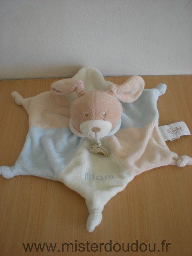 Doudou Lapin Baby nat Etoile ecru beige bleu miam 