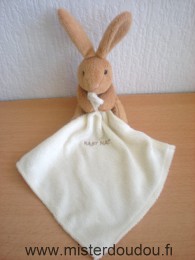 Doudou Lapin Baby nat Marron mouchoir écru baby nat 