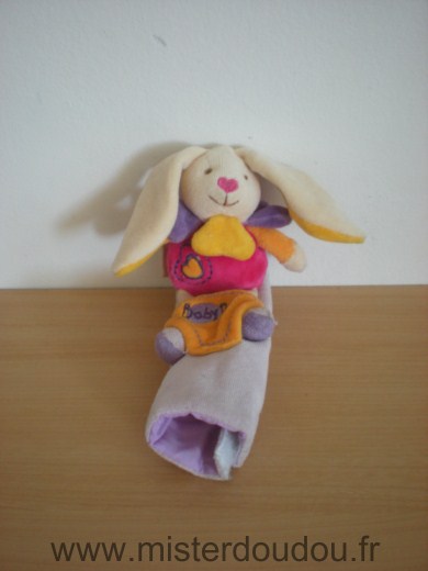 Doudou Lapin Baby nat Rose jaune mauve 