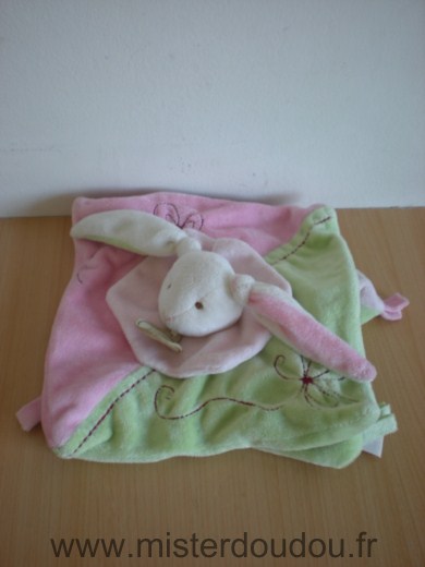 Doudou Lapin Baby nat Rose vert 