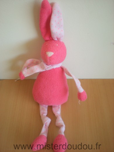 Doudou Lapin Bout chou Rose etoiles 