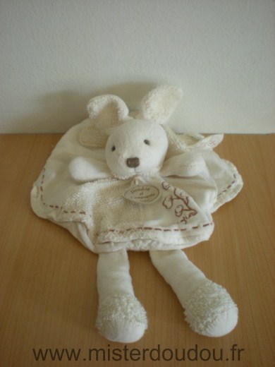 Doudou Lapin Doudou et compagnie Bio ecru rond coeur beige 