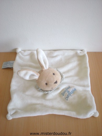 Doudou Lapin Doudou et compagnie Blanc bleu 