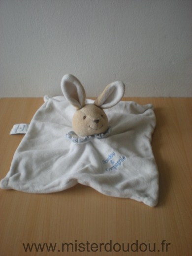 Doudou Lapin Doudou et compagnie Blanc bleu 