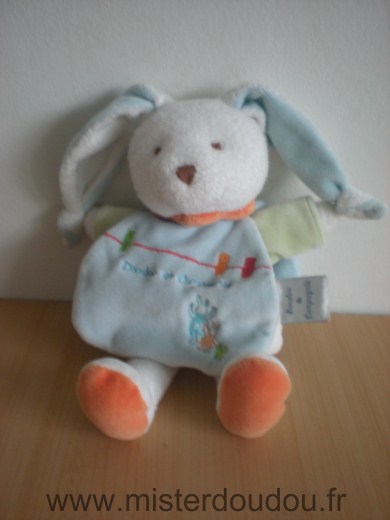 Doudou Lapin Doudou et compagnie Blanc cape bleu 