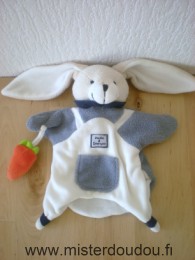 Doudou Lapin Doudou et compagnie Blanc gris carotte orange 