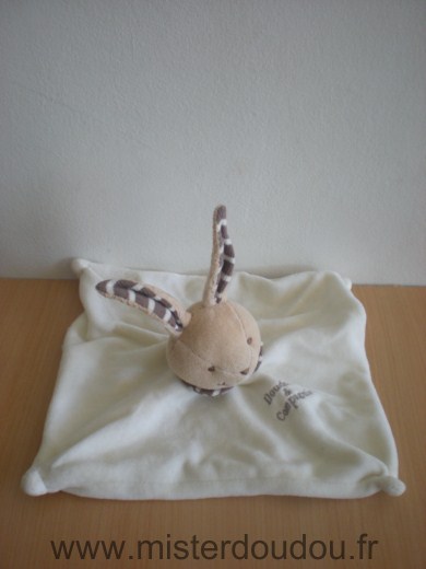 Doudou Lapin Doudou et compagnie Blanc marron 