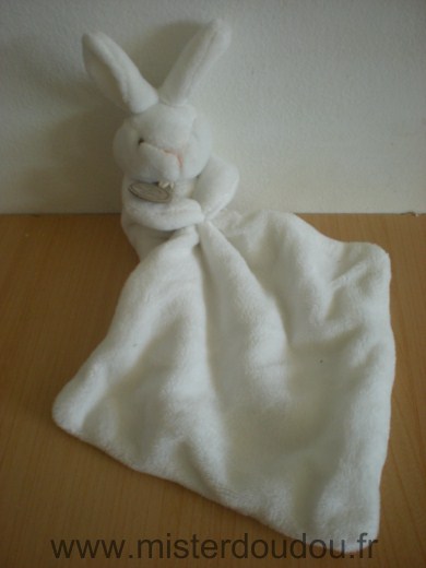 Doudou Lapin Doudou et compagnie Blanc mouchoir blanc 