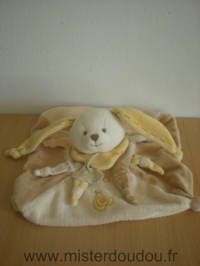 Doudou Lapin Doudou et compagnie Douvelours beige jaune ecru 