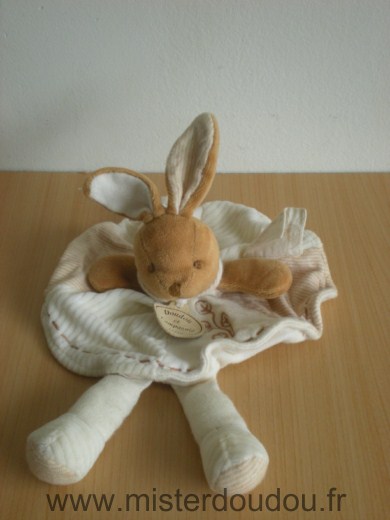 Doudou Lapin Doudou et compagnie Ecru beige rond bio 