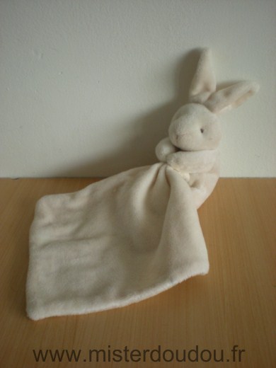 Doudou Lapin Doudou et compagnie Ecru mouchoir ecru 