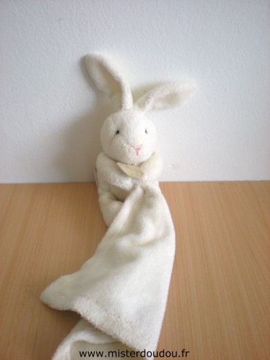 Doudou Lapin Doudou et compagnie Ecru mouchoir écru 