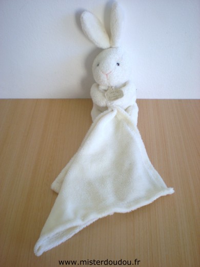 Doudou Lapin Doudou et compagnie Ecru mouchoir ecru 