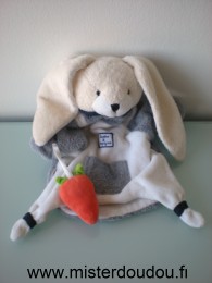 Doudou Lapin Doudou et compagnie Gris blanc carotte orange 