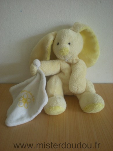 Doudou Lapin Doudou et compagnie Jaune mouchoir blanc mon doudou N a plus son ecusson  doudou et compagnie