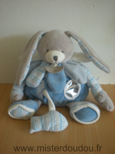 Doudou Lapin Doudou et compagnie Lapin bleu blanc d activite celestin avec miroir Manque l anneau bleu