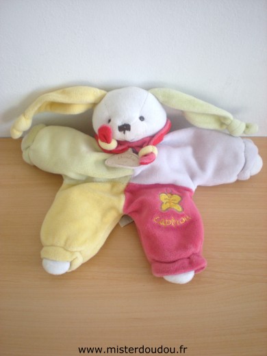 Doudou Lapin Doudou et compagnie Lapinou vert jaune rouge mauve 