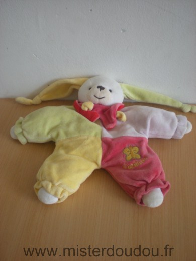 Doudou Lapin Doudou et compagnie Lapinou vert jaune rouge mauve 