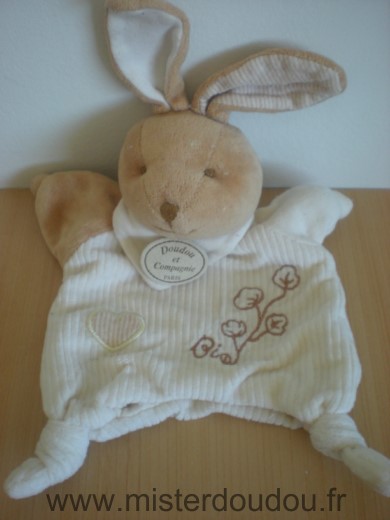 Doudou Lapin Doudou et compagnie Marron blanc coeur bio 