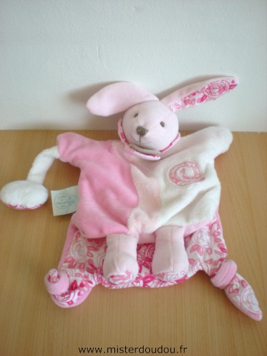 Doudou Lapin Doudou et compagnie Rose blanc 