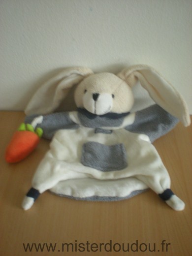 Doudou Lapin Doudou et compagnie Séraphin blanc gris carotte 