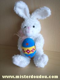 Doudou Lapin Gipsy Blanc oeuf bleu 