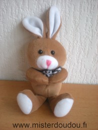 Doudou Lapin Gipsy Marron blanc nez rose Petit modèle