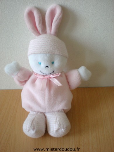 Doudou Lapin Gipsy Rose blanc 