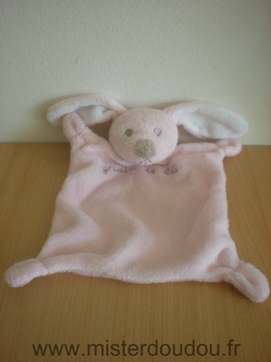 Doudou Lapin Grain de ble Rose brodé grain de blé 