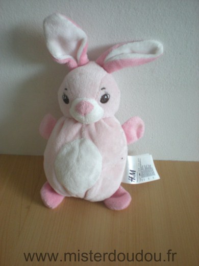 Doudou Lapin H et m Blanc rose 