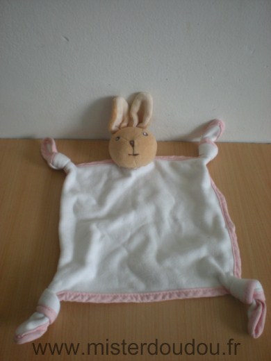 Doudou Lapin Kaloo Blanc liseret rose 