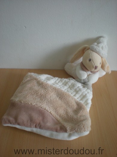 Doudou Lapin Kaloo Lapin avec coussin  ecri beige marron 