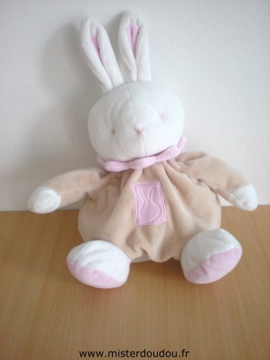 Doudou Lapin Klorane Beige blanc rose 